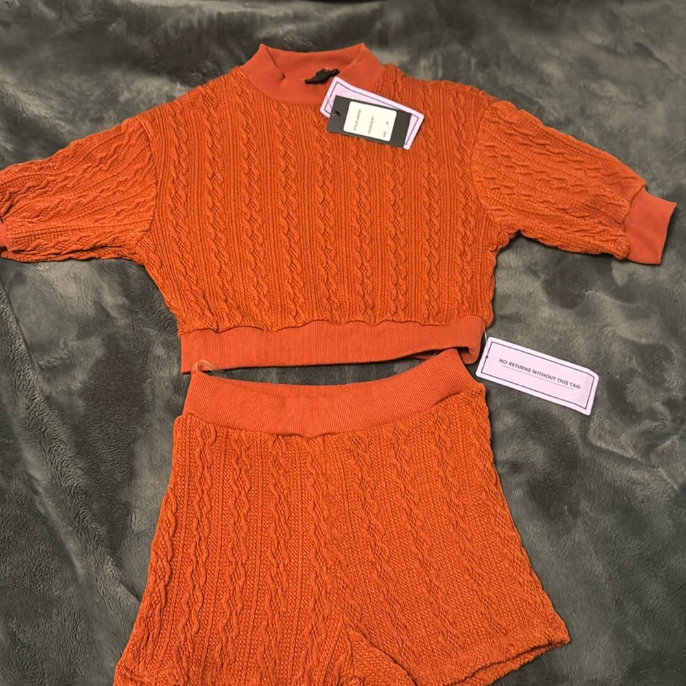 Burnt Orange Knit Two Piece Set